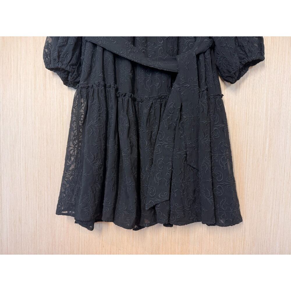 Anthropologie Eri + Ali Astrid Embroidered Dress Womens Size Large Black - Picture 4 of 12